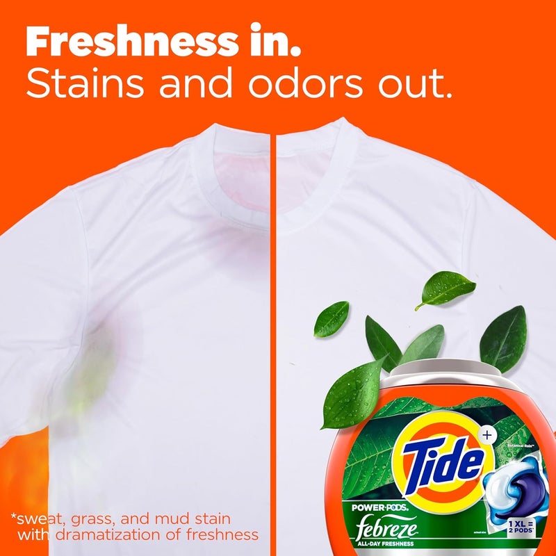 Tide Power Pods with Febreze Laundry Detergent Pacs, 45 Count, Botanical Rain Scent, All-Day Freshness - Image 3